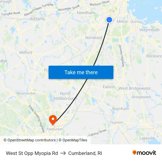 West St Opp Myopia Rd to Cumberland, RI map