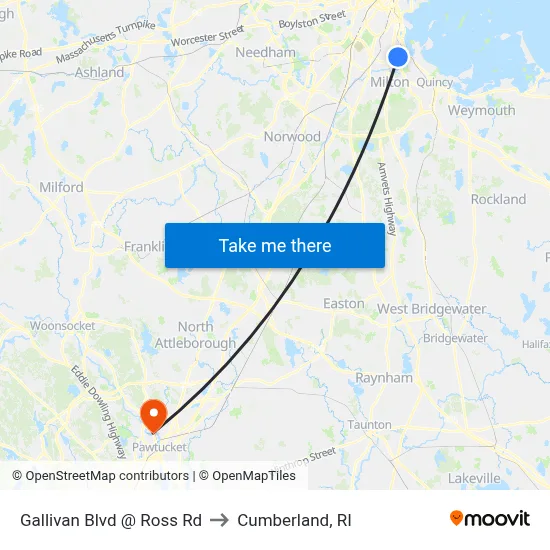 Gallivan Blvd @ Ross Rd to Cumberland, RI map