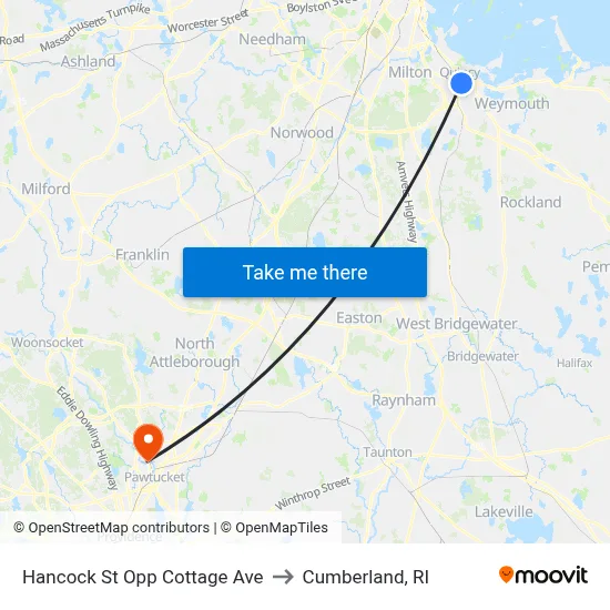 Hancock St Opp Cottage Ave to Cumberland, RI map