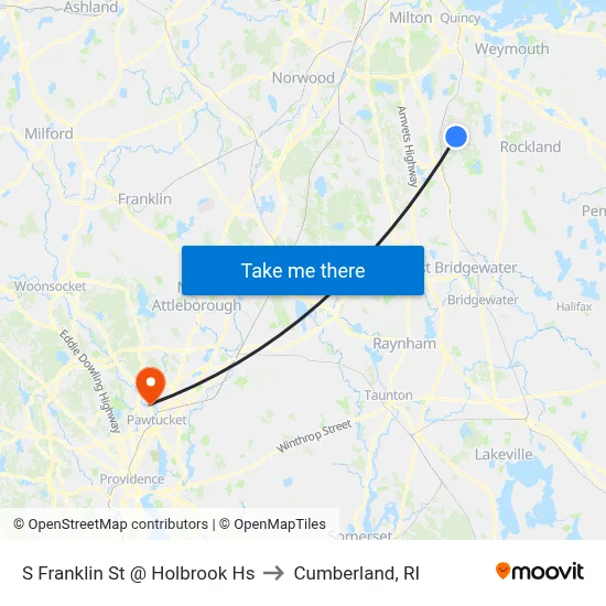 S Franklin St @ Holbrook Hs to Cumberland, RI map