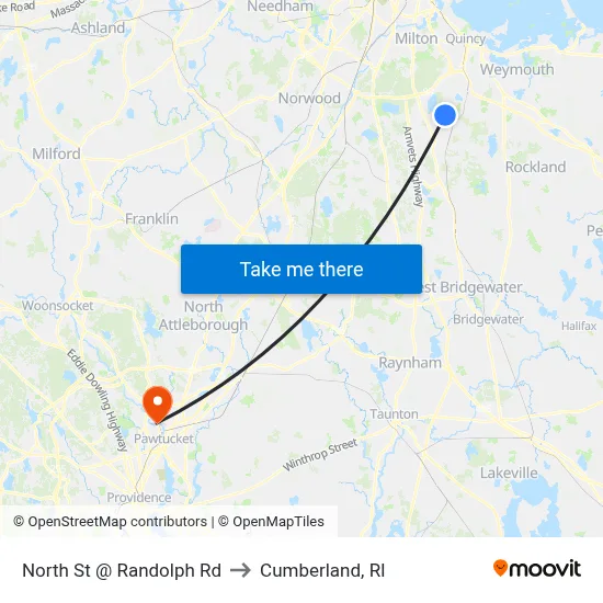North St @ Randolph Rd to Cumberland, RI map
