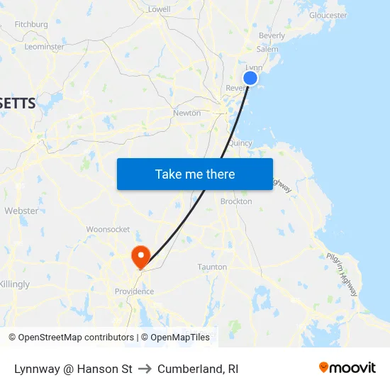 Lynnway @ Hanson St to Cumberland, RI map