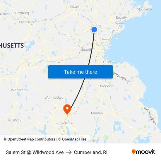Salem St @ Wildwood Ave to Cumberland, RI map