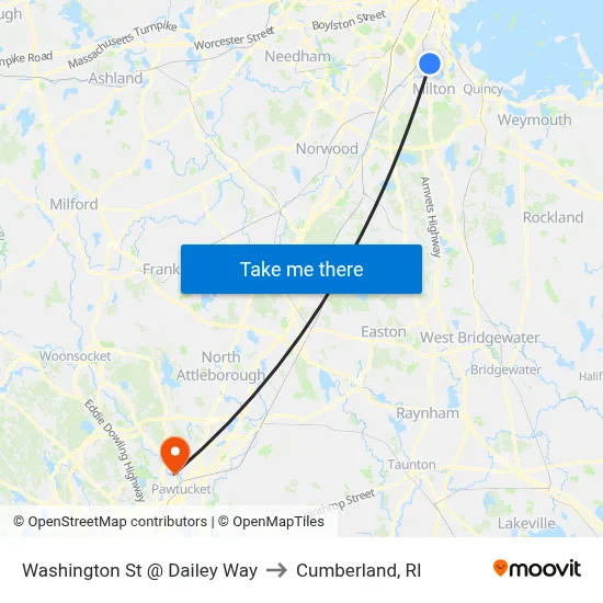 Washington St @ Dailey Way to Cumberland, RI map