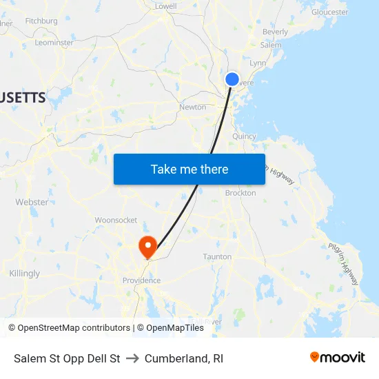 Salem St Opp Dell St to Cumberland, RI map