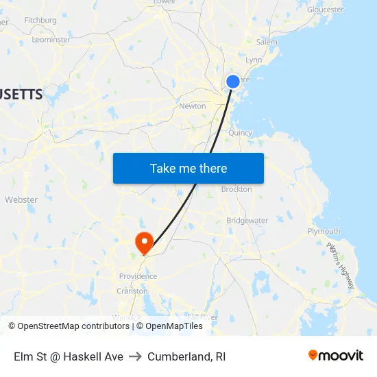 Elm St @ Haskell Ave to Cumberland, RI map