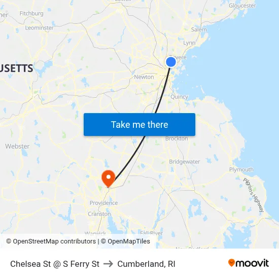 Chelsea St @ S Ferry St to Cumberland, RI map