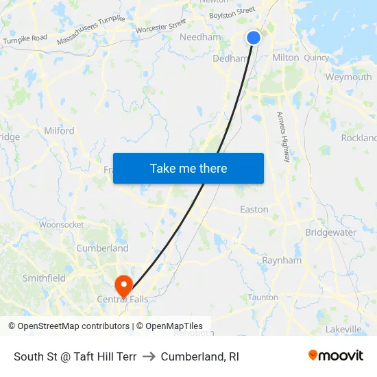 South St @ Taft Hill Terr to Cumberland, RI map