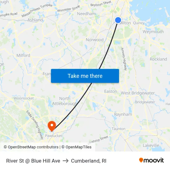 River St @ Blue Hill Ave to Cumberland, RI map