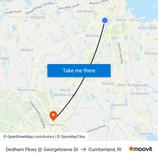 Dedham Pkwy @ Georgetowne Dr to Cumberland, RI map