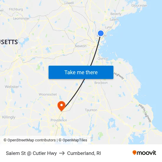 Salem St @ Cutler Hwy to Cumberland, RI map