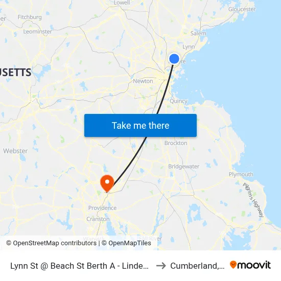 Lynn St @ Beach St Berth A - Linden Sq to Cumberland, RI map