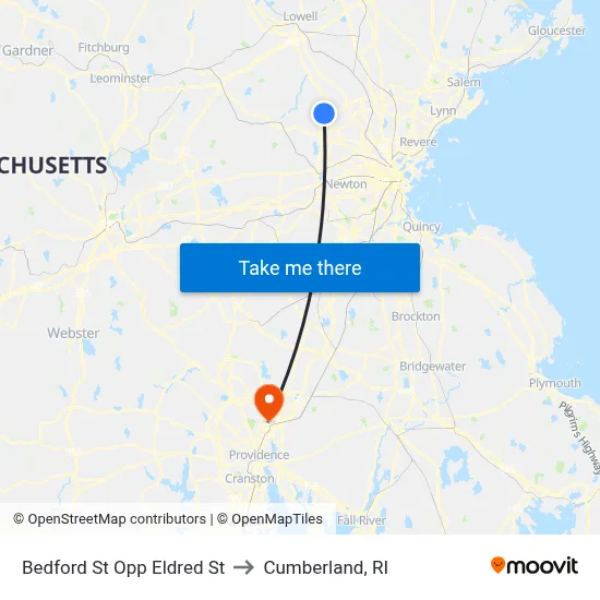 Bedford St Opp Eldred St to Cumberland, RI map