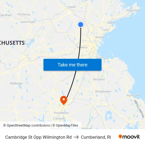 Cambridge St Opp Wilmington Rd to Cumberland, RI map