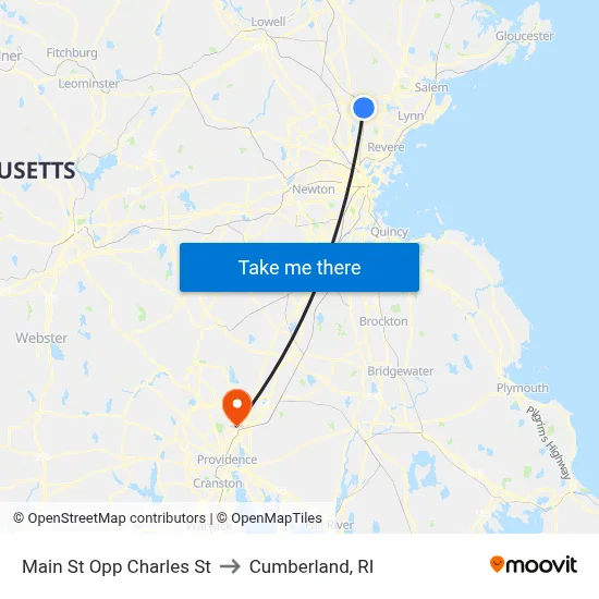 Main St Opp Charles St to Cumberland, RI map