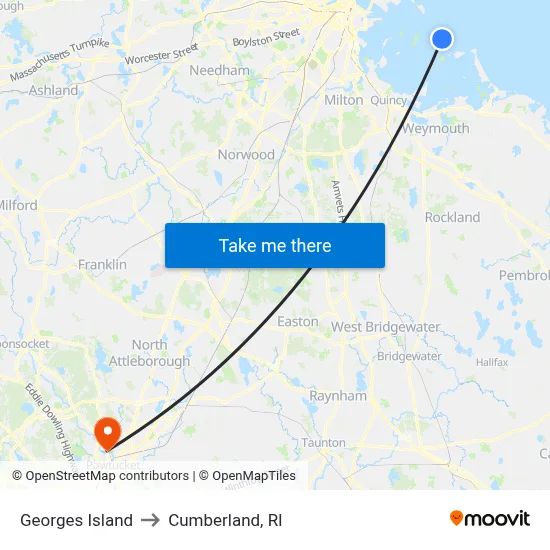 Georges Island to Cumberland, RI map