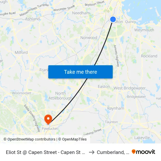 Eliot St @ Capen Street - Capen St Sta to Cumberland, RI map