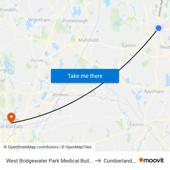 West Bridgewater Park Medical Building to Cumberland, RI map