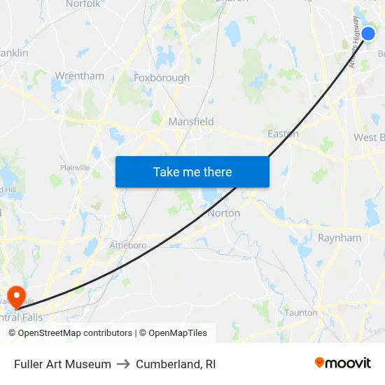 Fuller Art Museum to Cumberland, RI map