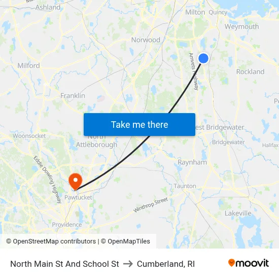 North Main St And School St to Cumberland, RI map