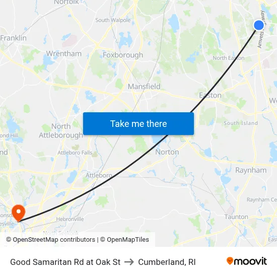 Good Samaritan Rd at Oak St to Cumberland, RI map