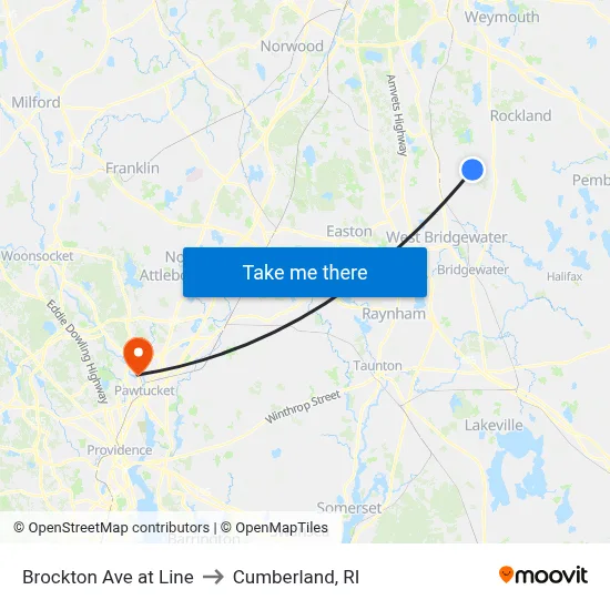Brockton Ave at Line to Cumberland, RI map