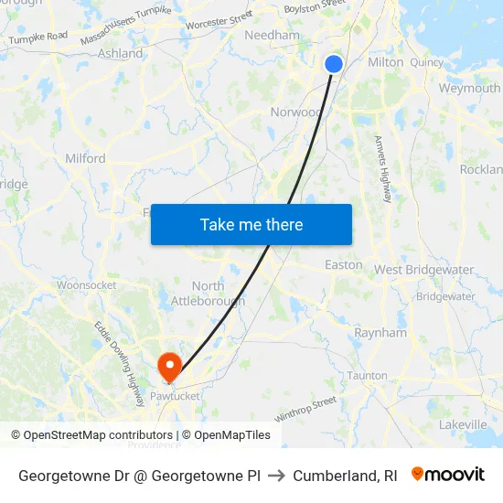 Georgetowne Dr @ Georgetowne Pl to Cumberland, RI map