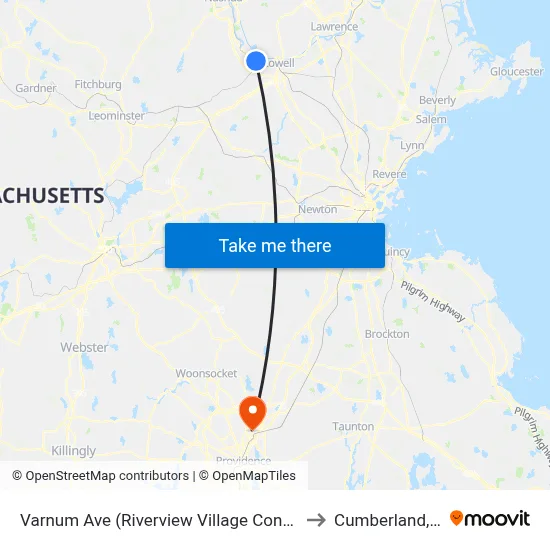 Varnum Ave (Riverview Village Condos) to Cumberland, RI map
