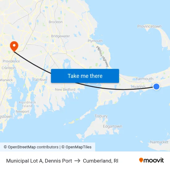 Municipal Lot A, Dennis Port to Cumberland, RI map