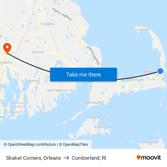 Skaket Corners, Orleans to Cumberland, RI map