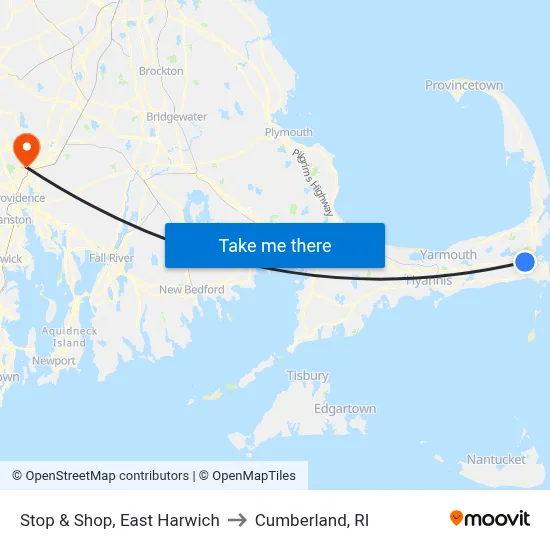 Stop & Shop, East Harwich to Cumberland, RI map
