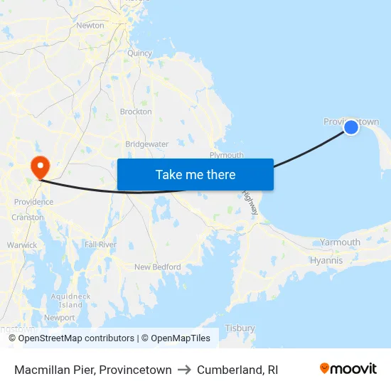 Macmillan Pier, Provincetown to Cumberland, RI map