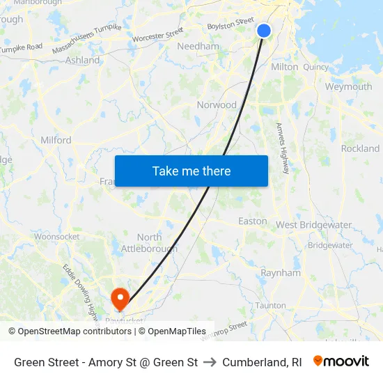 Green Street - Amory St @ Green St to Cumberland, RI map