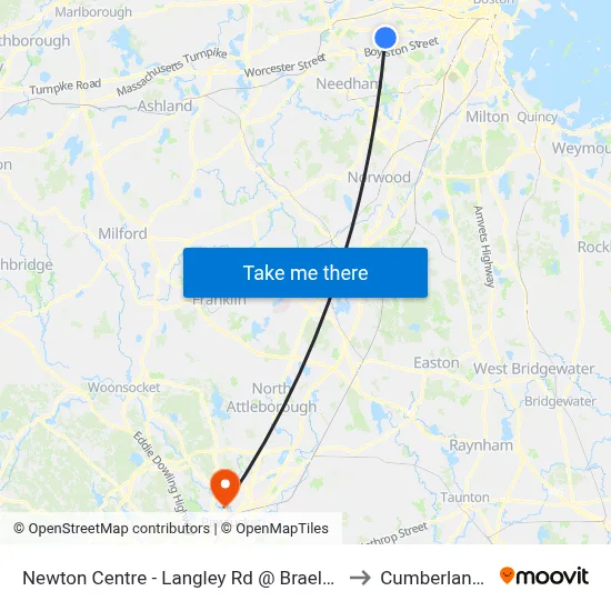 Newton Centre - Langley Rd @ Braeland Ave to Cumberland, RI map