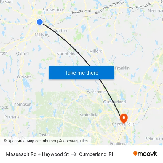 Massasoit Rd + Heywood St to Cumberland, RI map