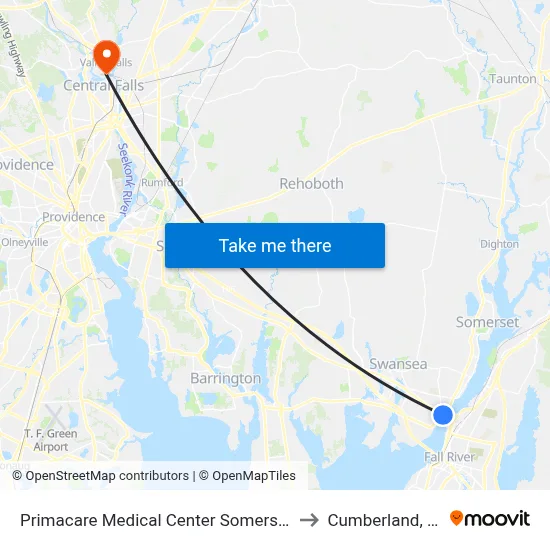 Primacare Medical Center Somerset to Cumberland, RI map