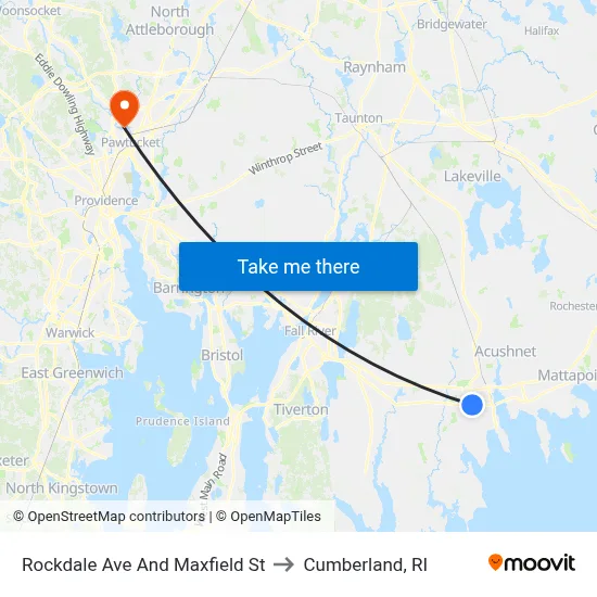 Rockdale Ave And Maxfield St to Cumberland, RI map
