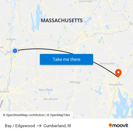 Bay / Edgewood to Cumberland, RI map