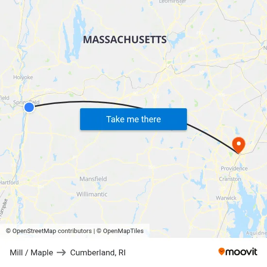 Mill / Maple to Cumberland, RI map