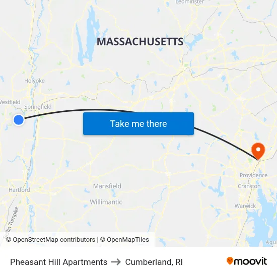 Pheasant Hill Apartments to Cumberland, RI map