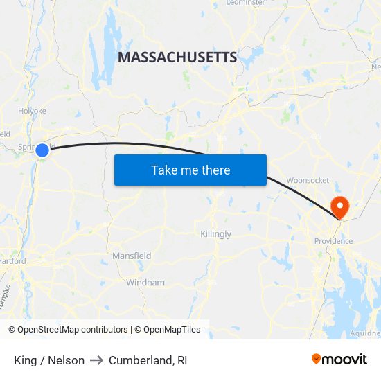 King / Nelson to Cumberland, RI map