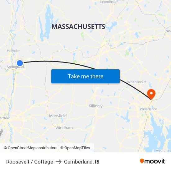 Roosevelt / Cottage to Cumberland, RI map