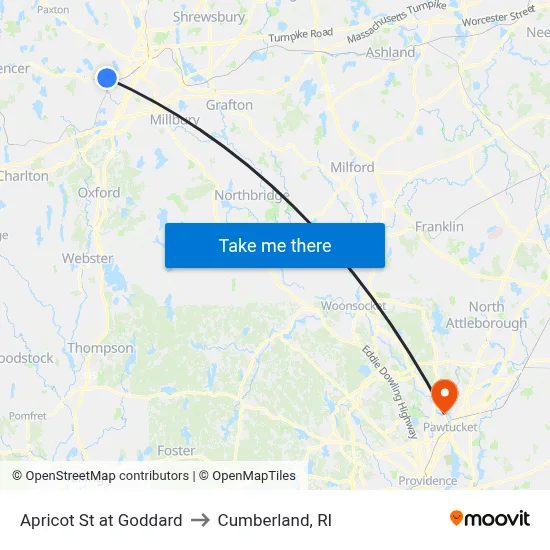 Apricot St at Goddard to Cumberland, RI map