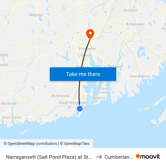 Narragansett (Salt Pond Plaza) at Stop & Shop to Cumberland, RI map
