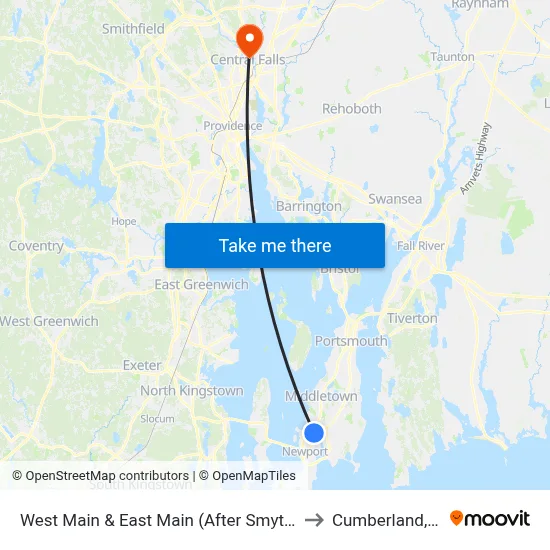 West Main & East Main (After Smythe) to Cumberland, RI map