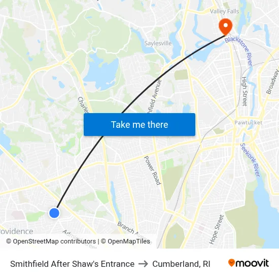 Smithfield After Shaw's Entrance to Cumberland, RI map