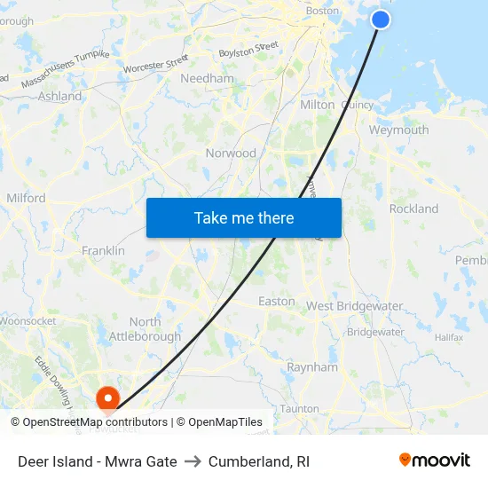 Deer Island - Mwra Gate to Cumberland, RI map