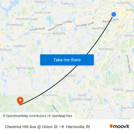 Chestnut Hill Ave @ Union St to Harrisville, RI map