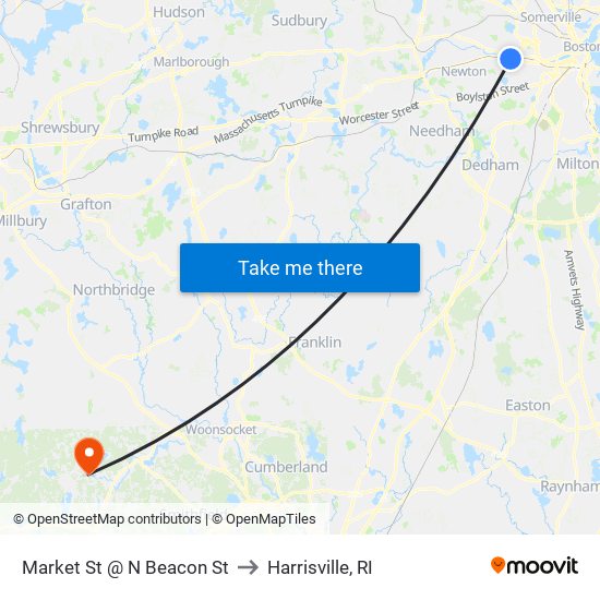 Market St @ N Beacon St to Harrisville, RI map