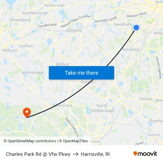 Charles Park Rd @ Vfw Pkwy to Harrisville, RI map